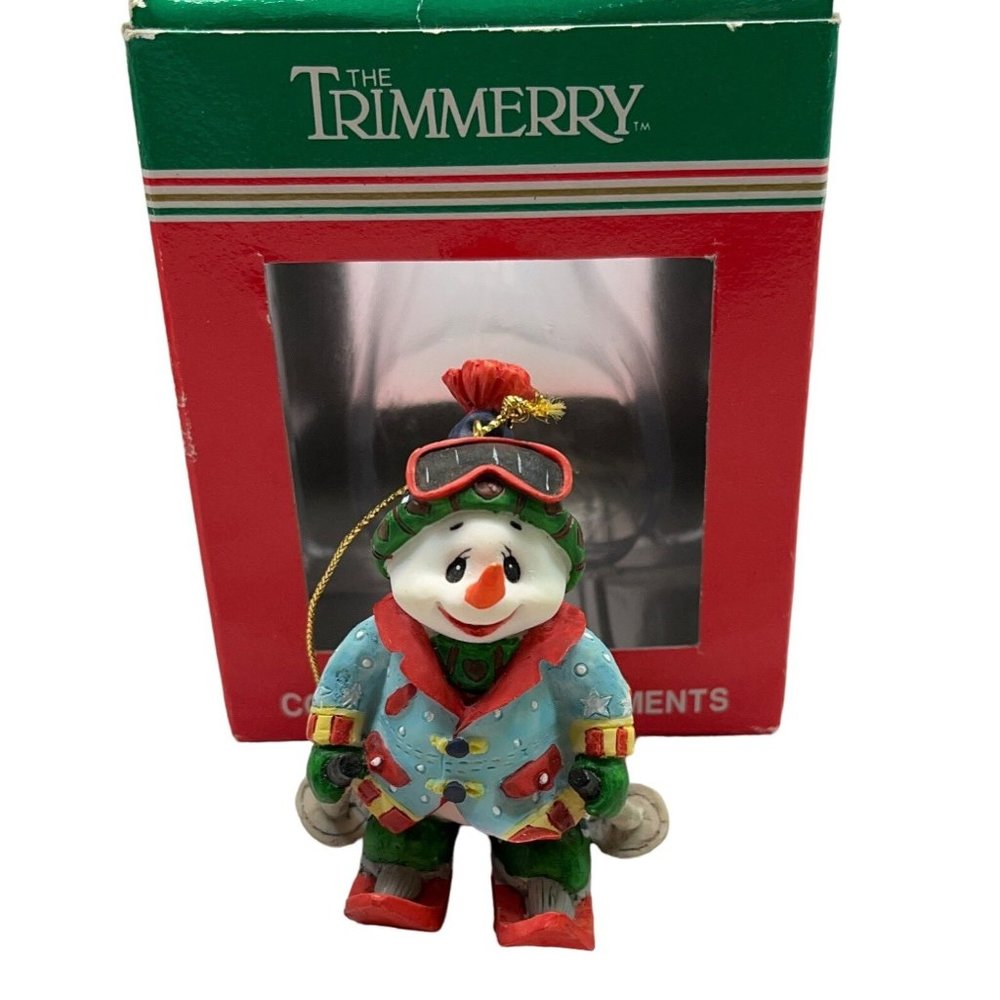 Skiing Snowman Christmas Tree Ornament The Trimmery Vintage Skier